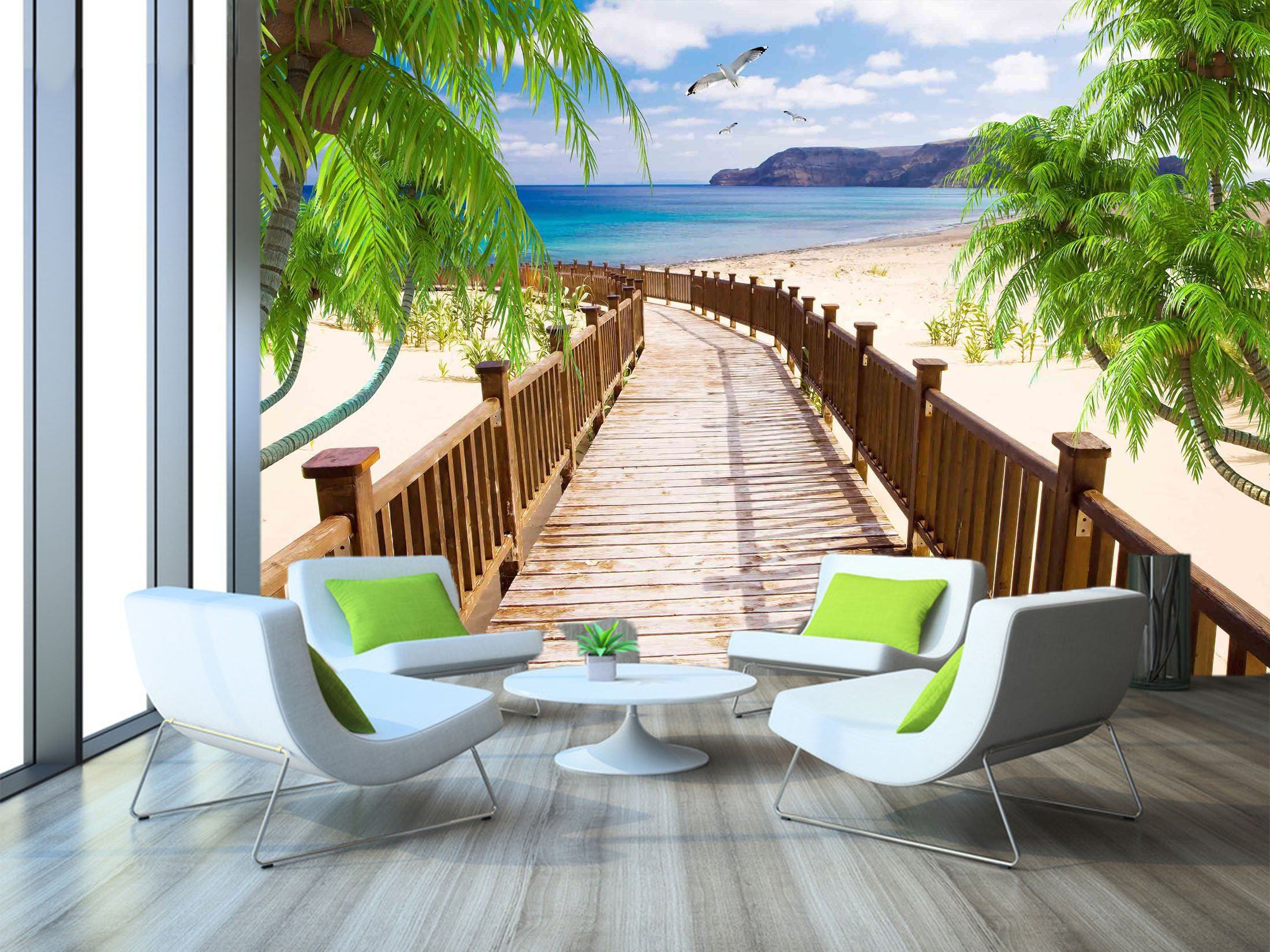 3D Promenade Sea 724 Wallpaper AJ Wallpaper