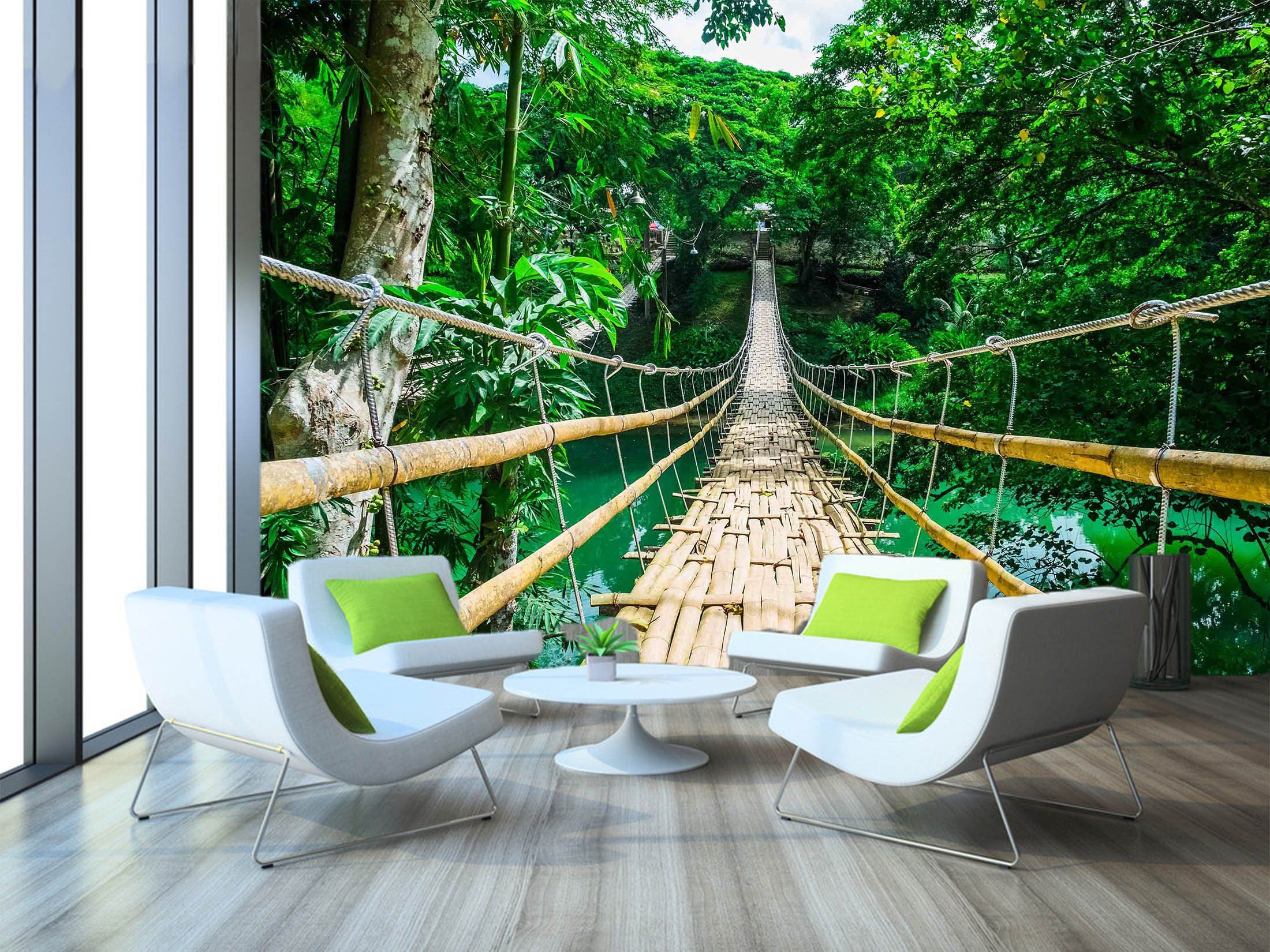 3D Wooden Bridge Woods 641 Wallpaper AJ Wallpaper