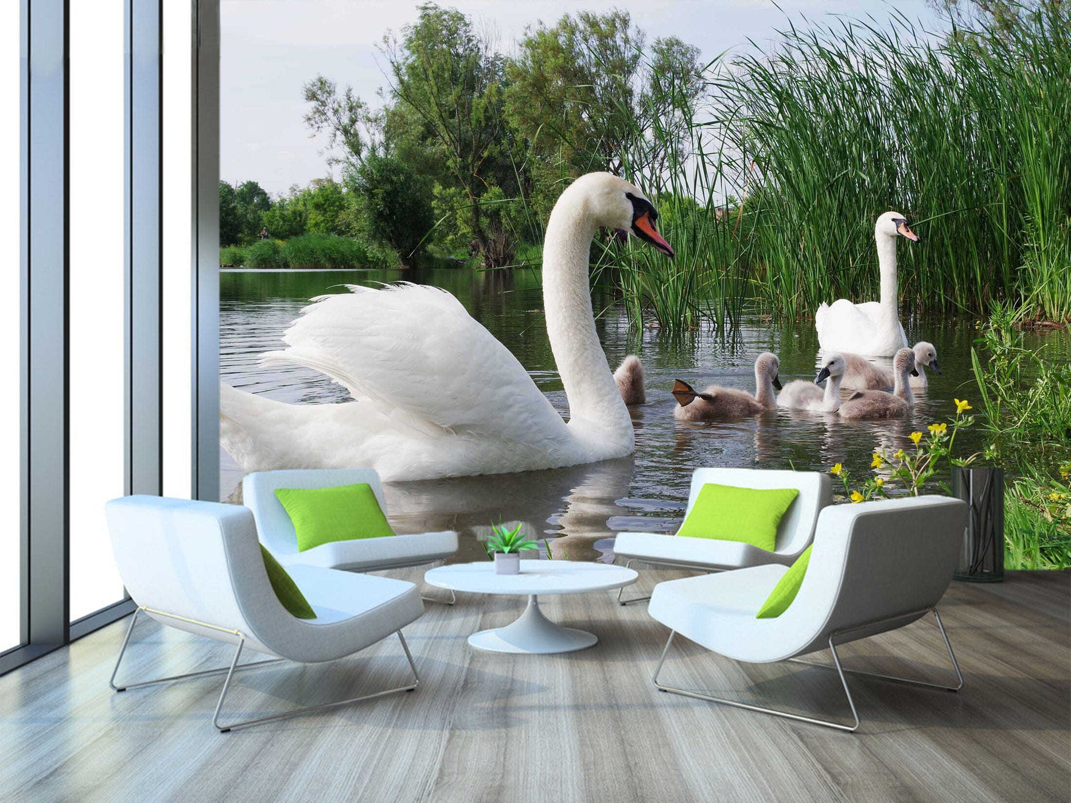 3D Swan Lake 1074 Wall Murals Wallpaper AJ Wallpaper 2