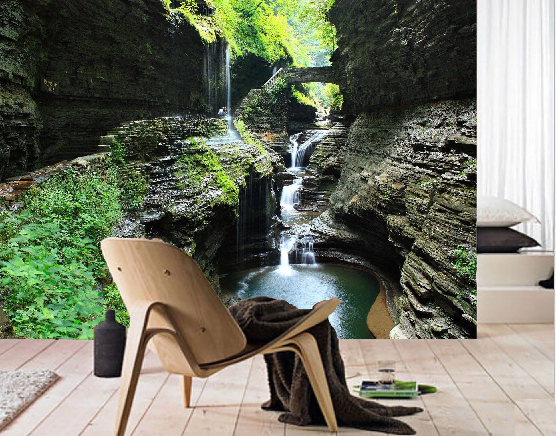 3D Waterfall Stones 1471 Wall Murals Wallpaper AJ Wallpaper 2