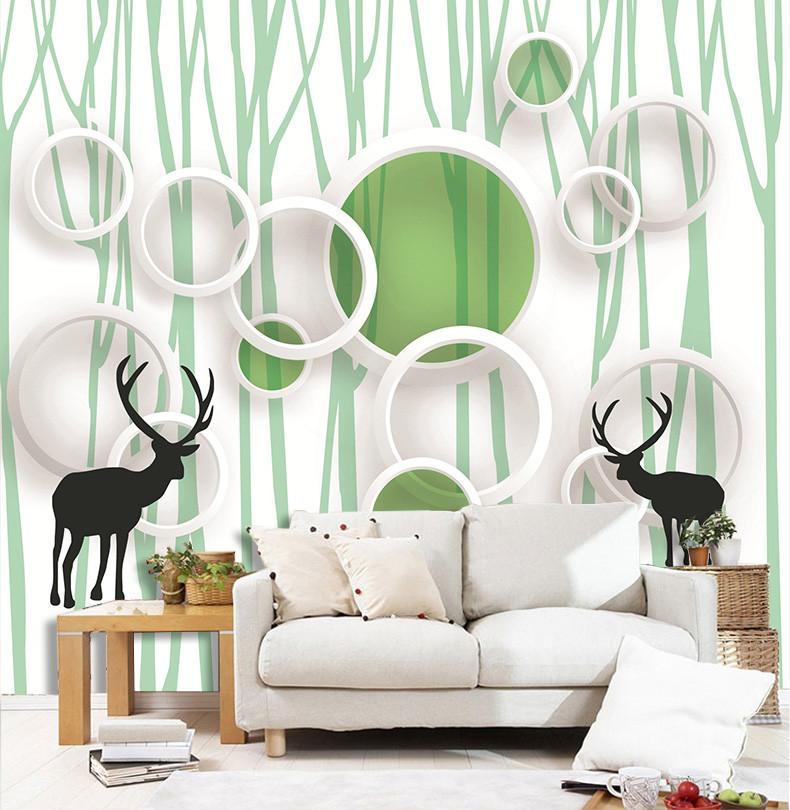 3D Green Forest Deer 048 Wallpaper AJ Wallpaper