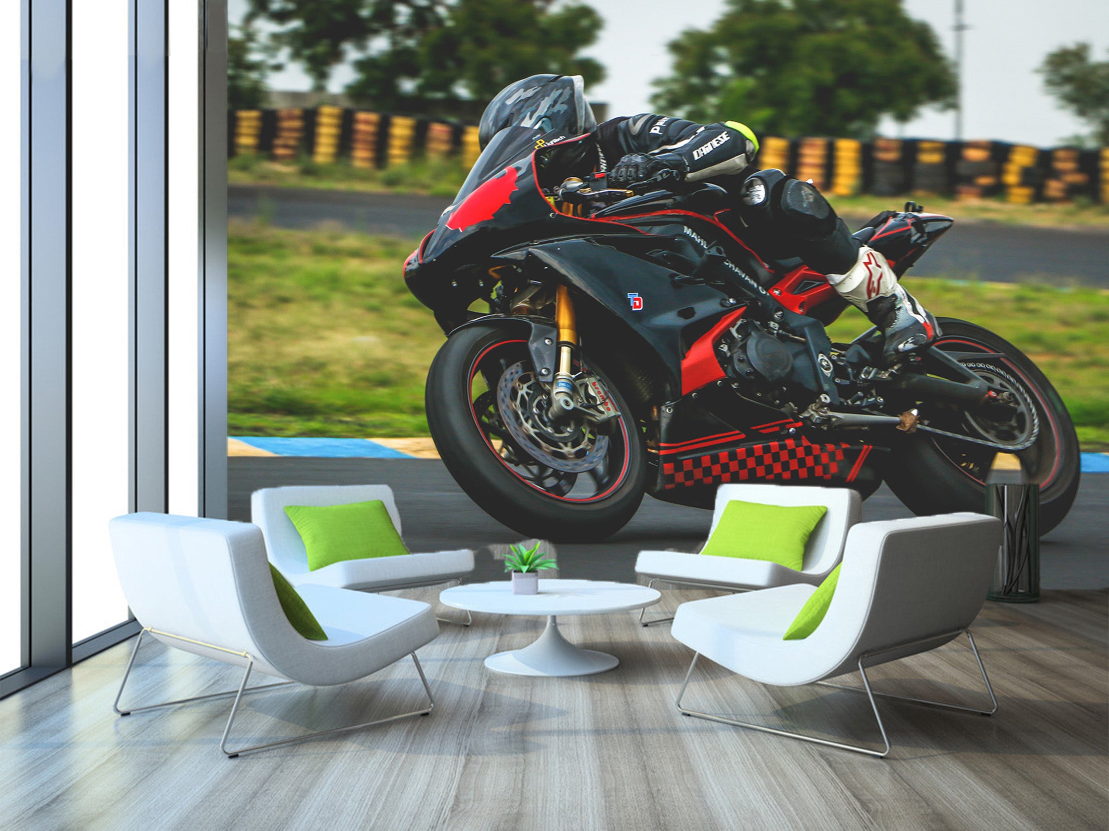 3D Racing Motorcycle 090 Vehicle Wall Murals