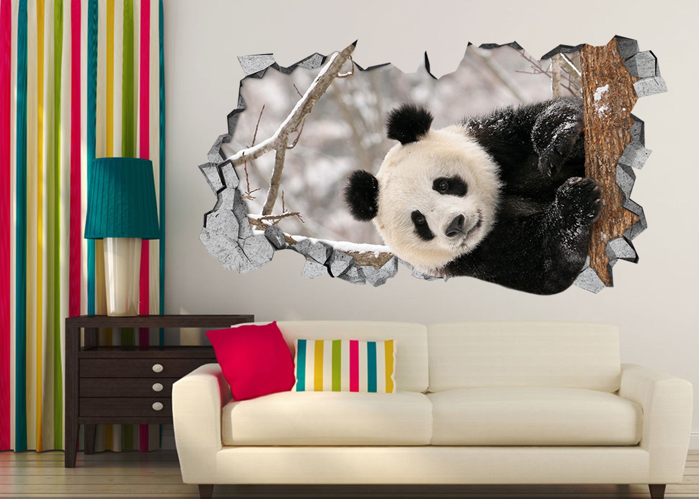 3D Snow Panda 9 Broken Wall Murals Wallpaper AJ Wallpaper