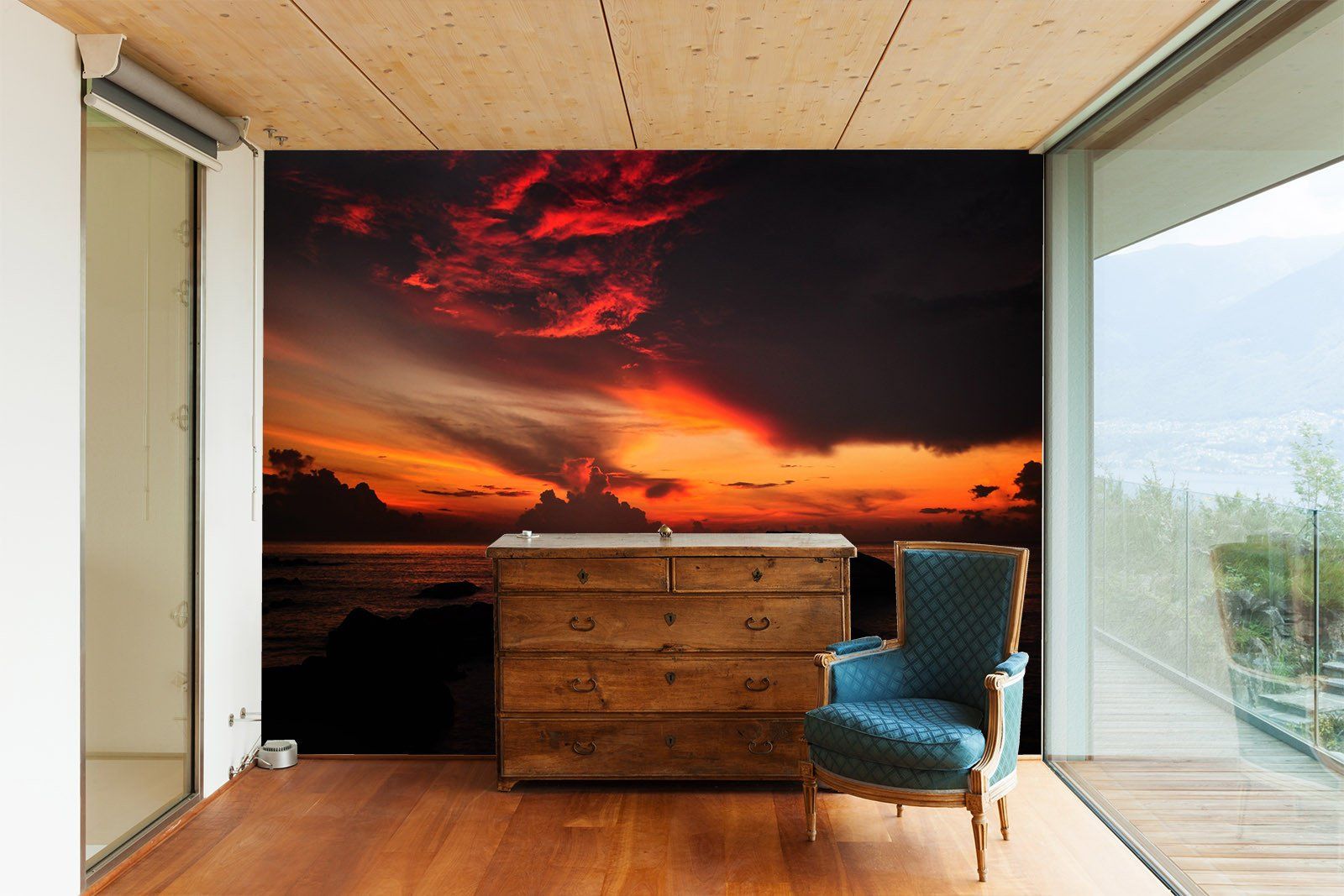 Sea Rosy Clouds Wallpaper AJ Wallpaper