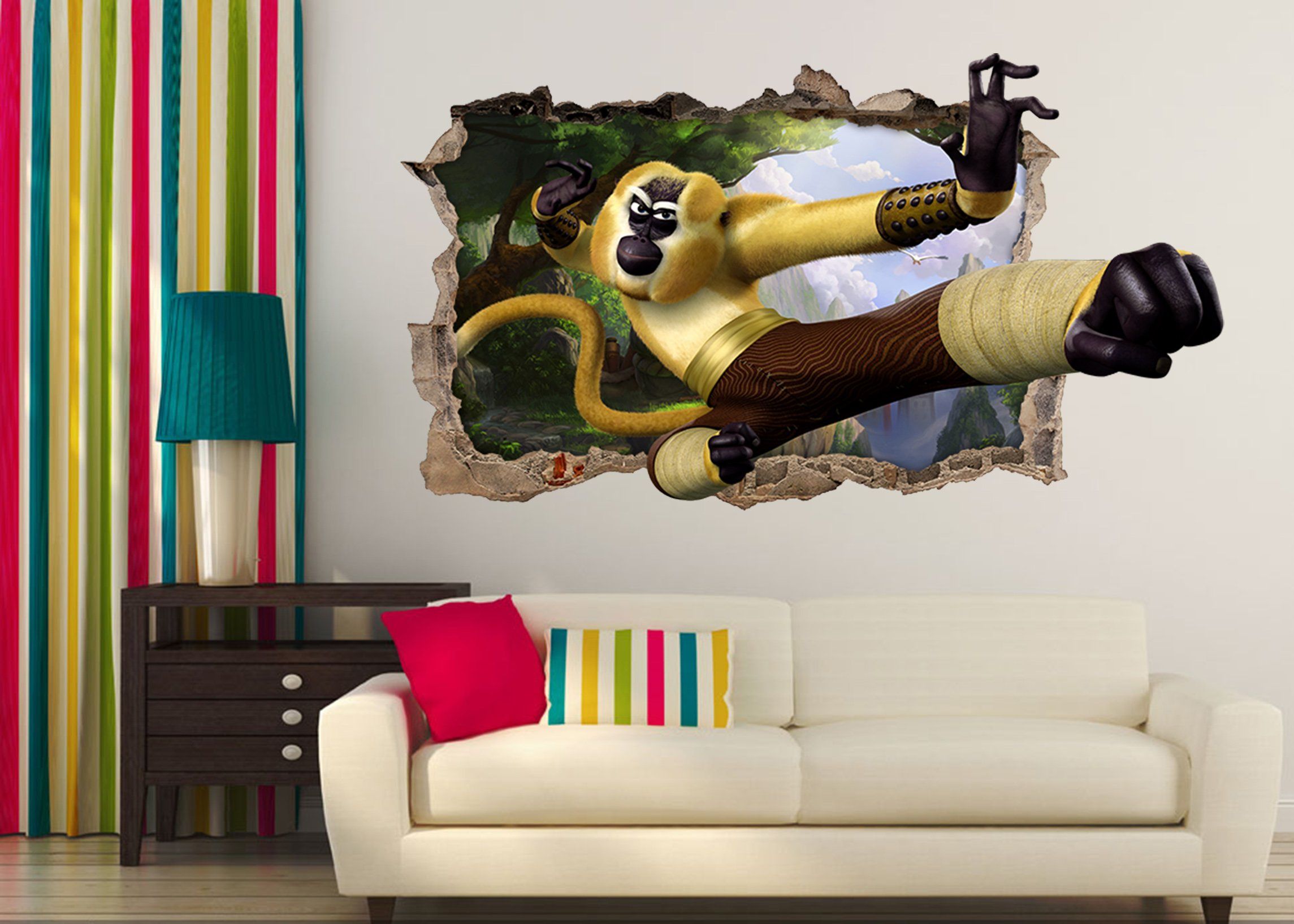 3D Kung Fu Monkey 33 Broken Wall Murals Wallpaper AJ Wallpaper