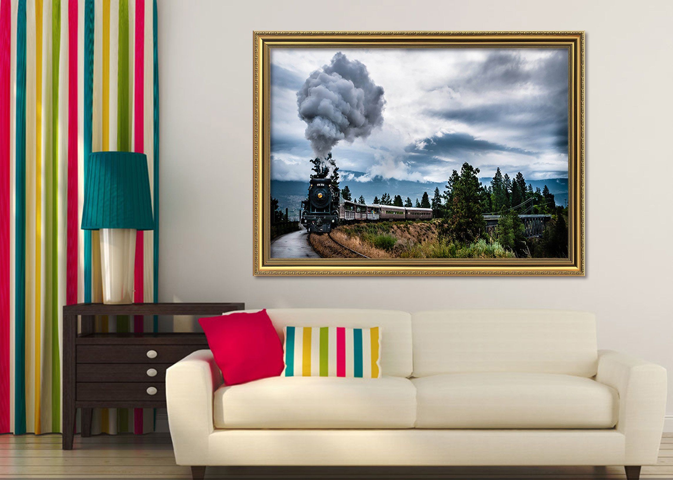 3D Long Train 132 Fake Framed Print Painting Wallpaper AJ Creativity Home