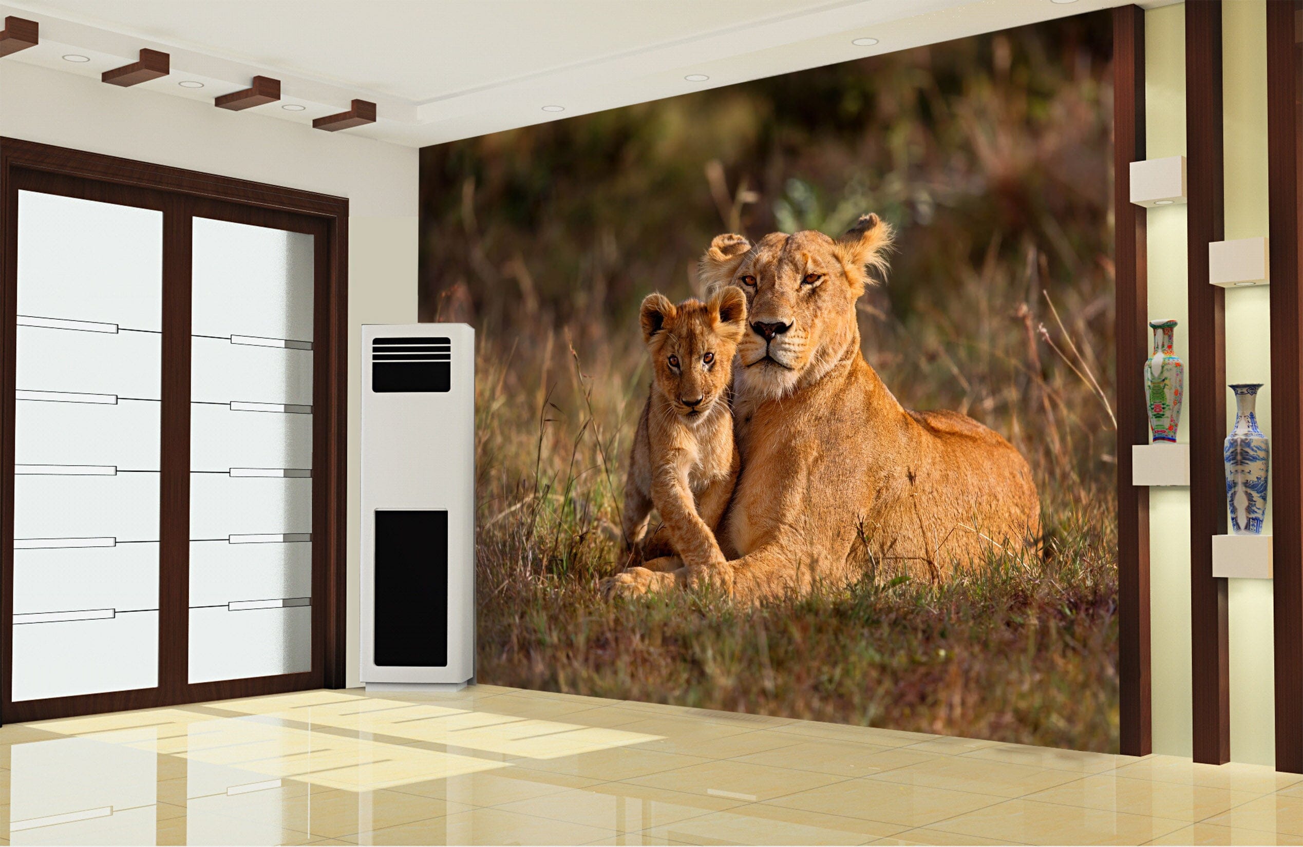 3D Lion Family 1072 Wall Murals Wallpaper AJ Wallpaper 2