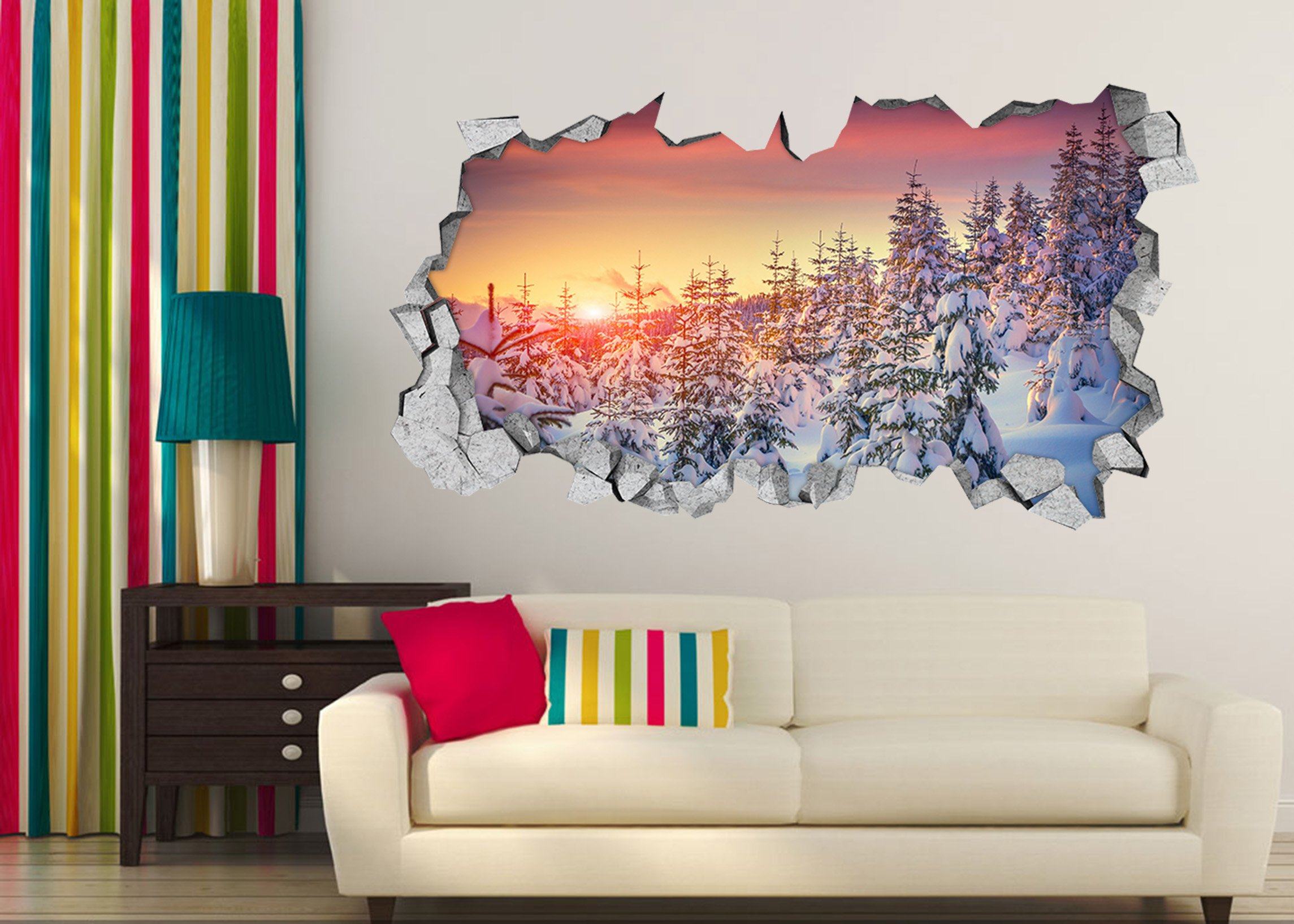 3D Snow Forest Sunshine 036 Broken Wall Murals Wallpaper AJ Wallpaper