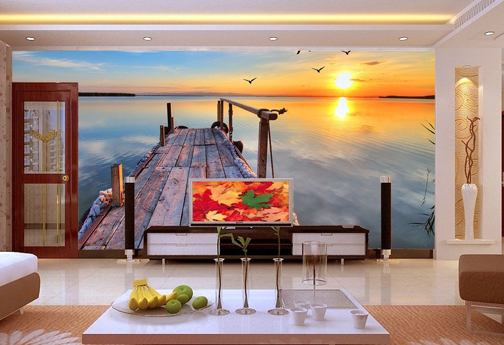 3D Sunset Sea 002 Wallpaper AJ Wallpaper