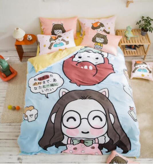 3D Cartoon Girl 50097 Bed Pillowcases Quilt