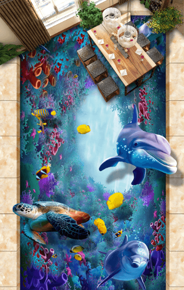3D Sea Bottom World Floor Mural Wallpaper AJ Wallpaper 2
