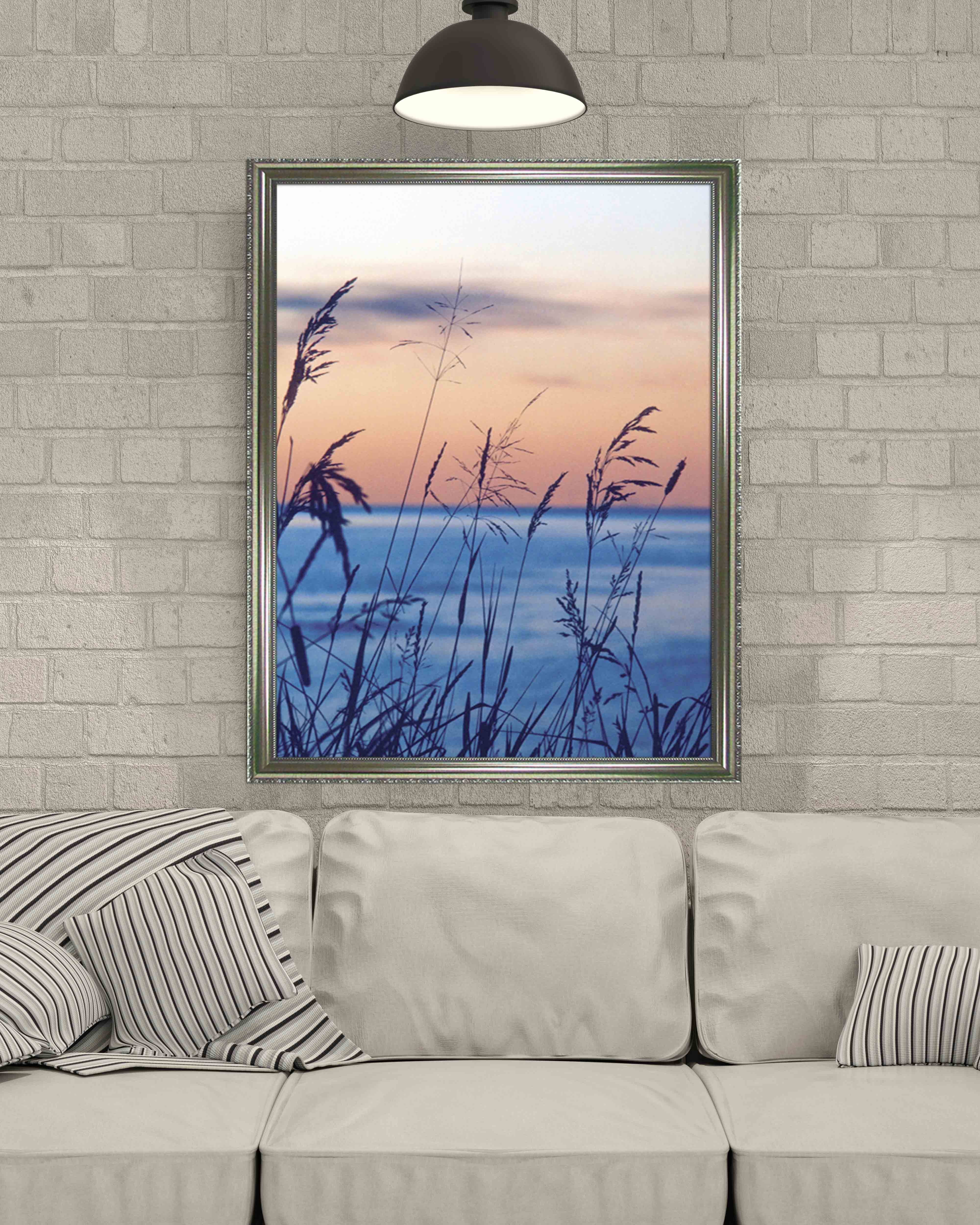3D Lakeside Grass 011 Fake Framed Print Painting Wallpaper AJ Creativity Home