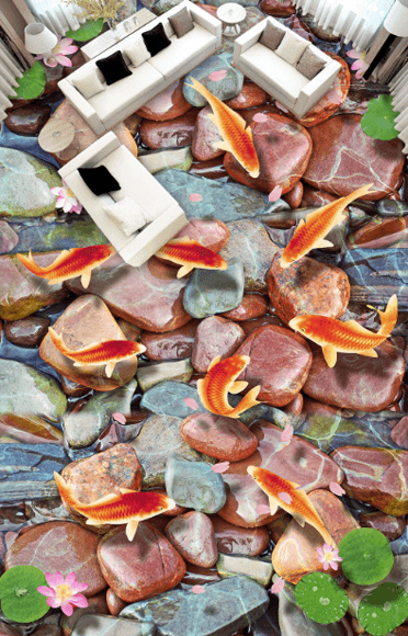 3D Pond Stones Floor Mural Wallpaper AJ Wallpaper 2