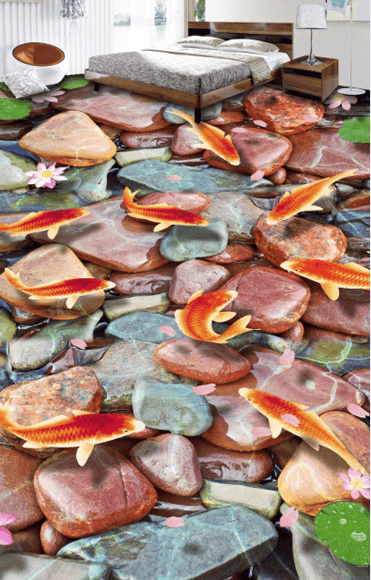 3D Pond Stones Floor Mural Wallpaper AJ Wallpaper 2