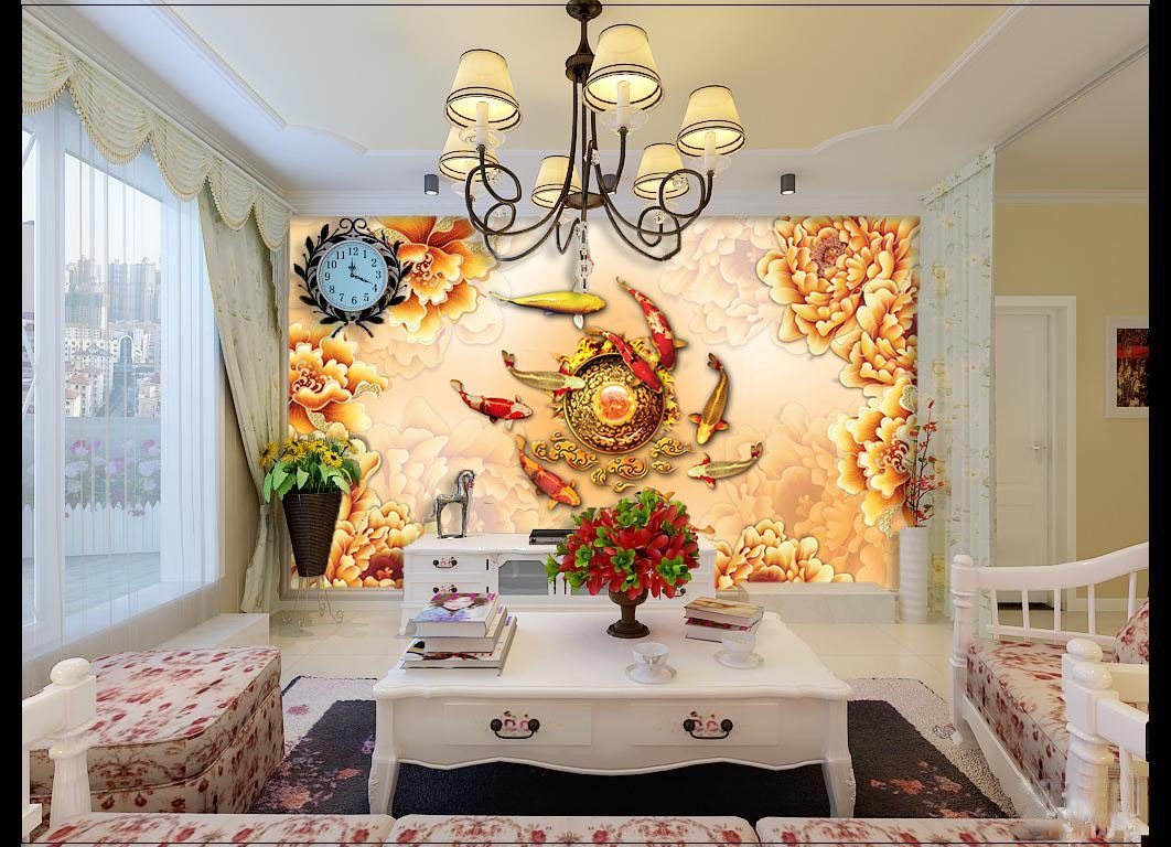 Fishes And Peonies Wallpaper AJ Wallpaper 2