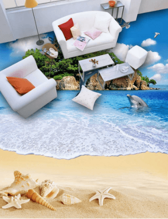 3D Jumping Dolphin 363 Floor Mural Wallpaper AJ Wallpaper 2