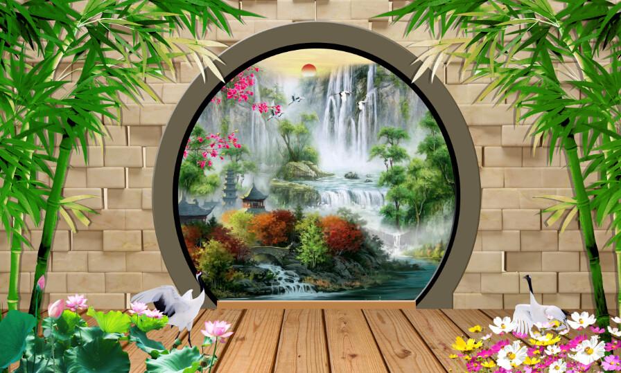 Arch Door Waterfall Wallpaper AJ Wallpaper 2