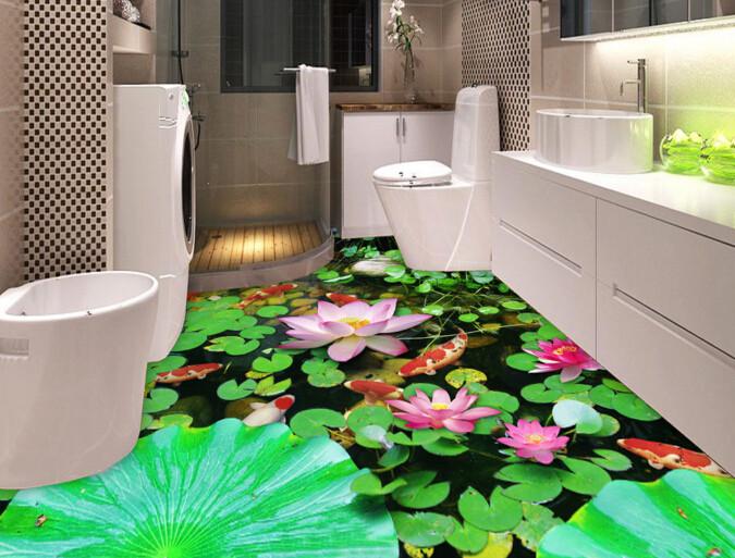 3D Beautiful Lotus Floor Mural Wallpaper AJ Wallpaper 2