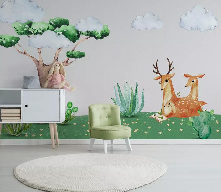 3D Grass Fawn 959 Wall Murals Wallpaper AJ Wallpaper 2