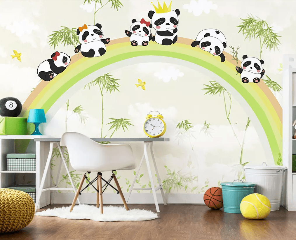 3D Rainbow Bamboo Panda 303 Wallpaper AJ Wallpaper 2