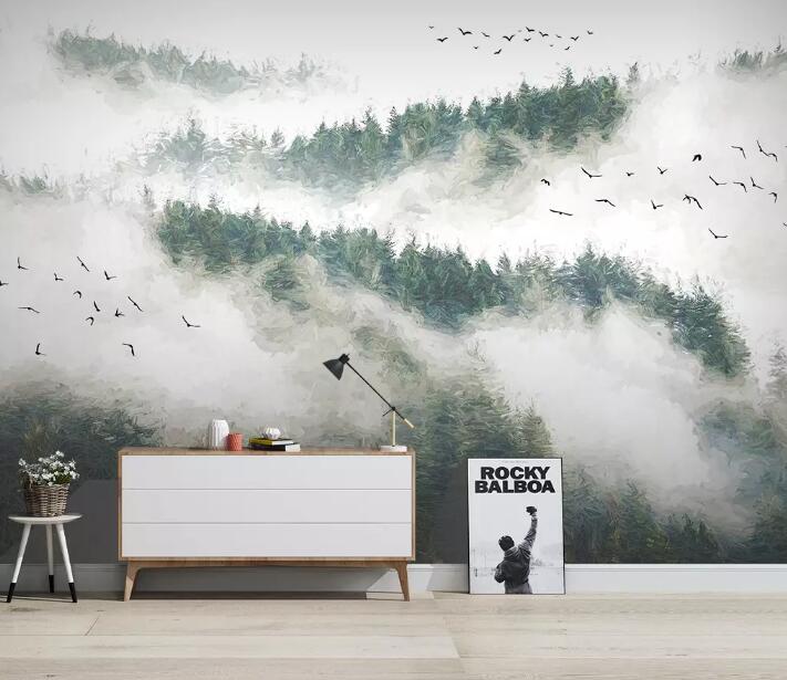 3D Foggy Forest 928 Wall Murals Wallpaper AJ Wallpaper 2