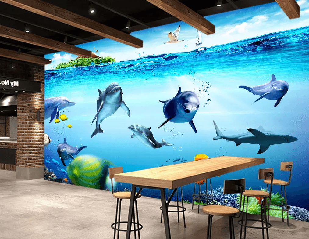 3D Dolphin Group Rainbow 41 Wallpaper AJ Wallpaper 2