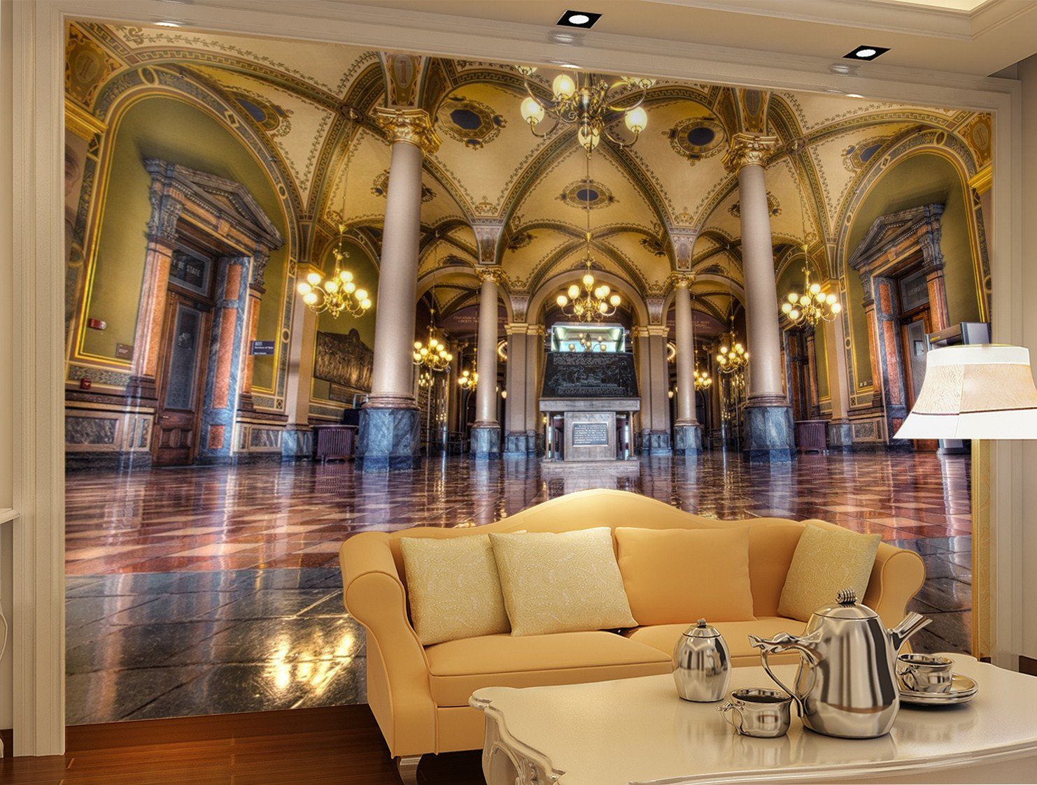 3D Gold Palace Hall 637 Wallpaper AJ Wallpaper