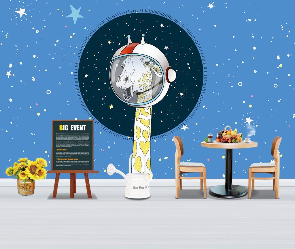 3D Blue Giraffe 696 Wall Murals Wallpaper AJ Wallpaper 2