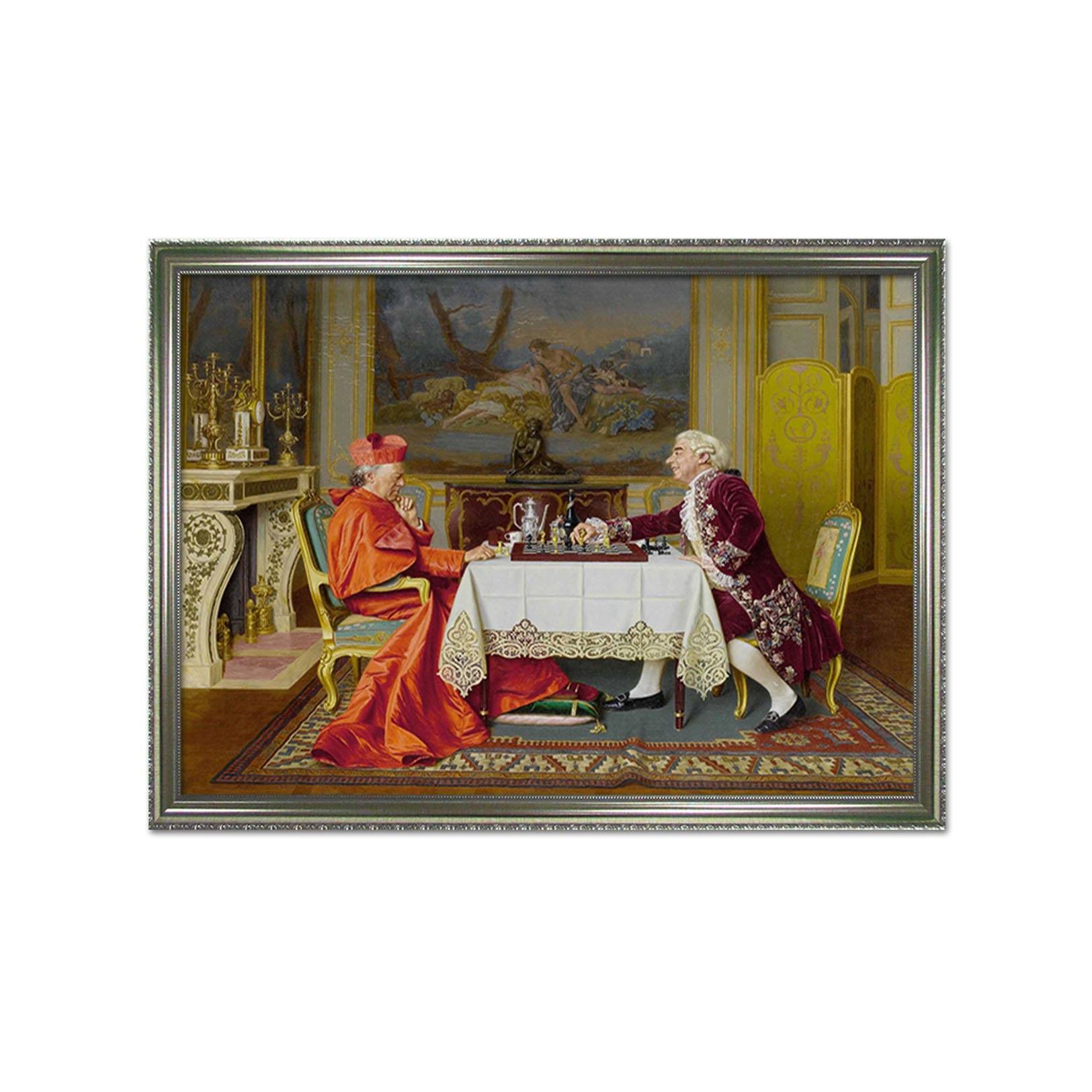 3D Thinking Of Chess 038 Fake Framed Print Painting Wallpaper AJ Creativity Home