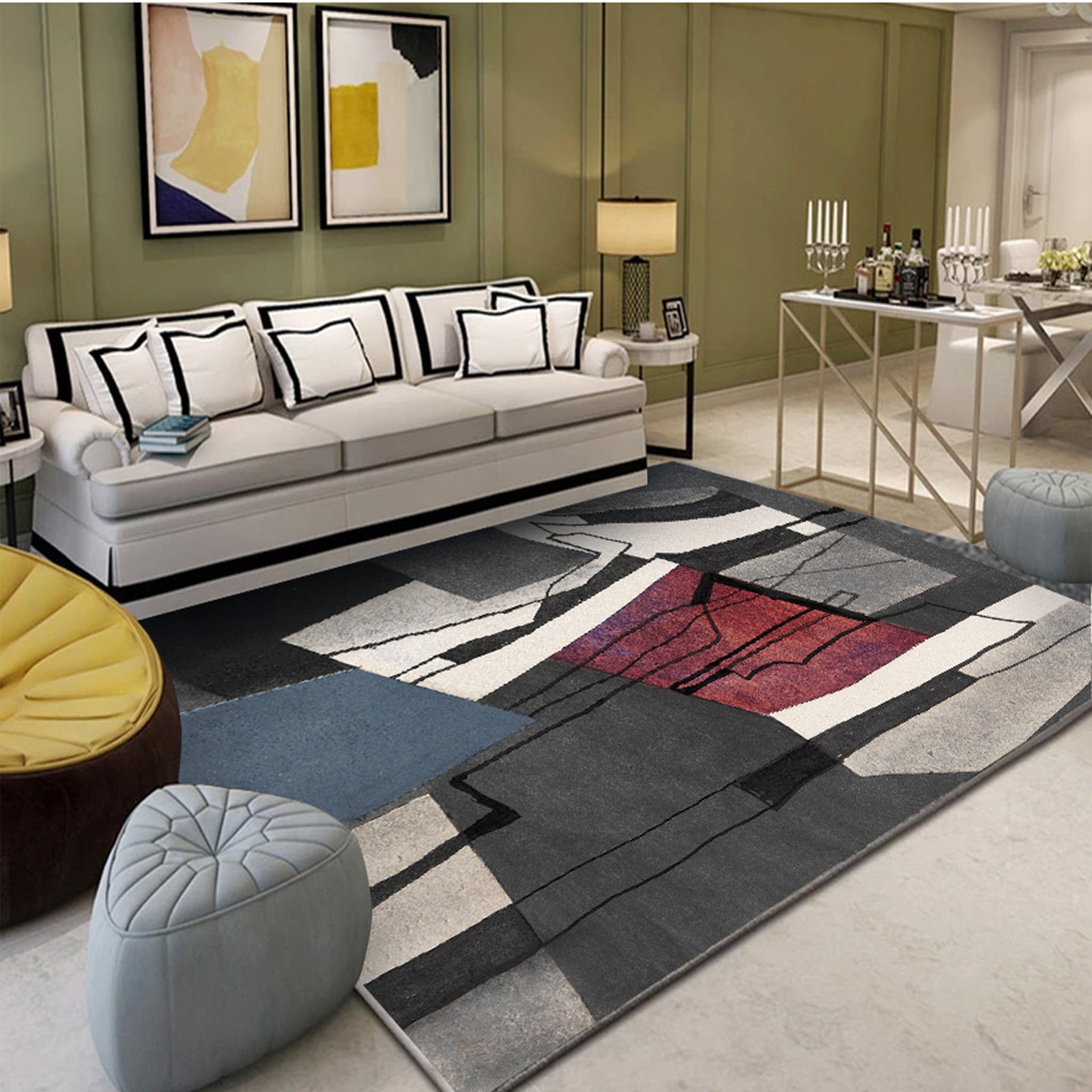 3D Color Geometry WG130 Non Slip Rug Mat Mat AJ Creativity Home