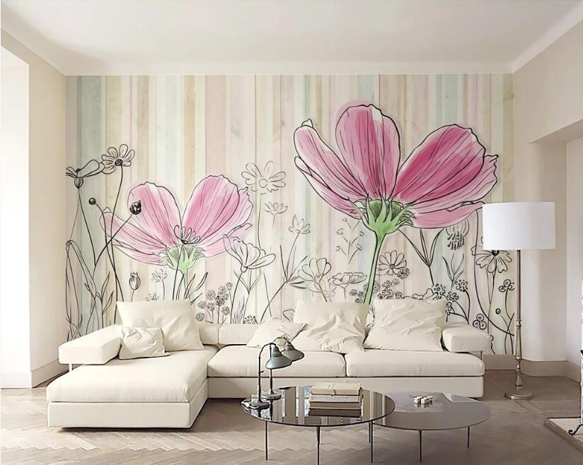 3D Pink Flowers 1047 Wall Murals Wallpaper AJ Wallpaper 2
