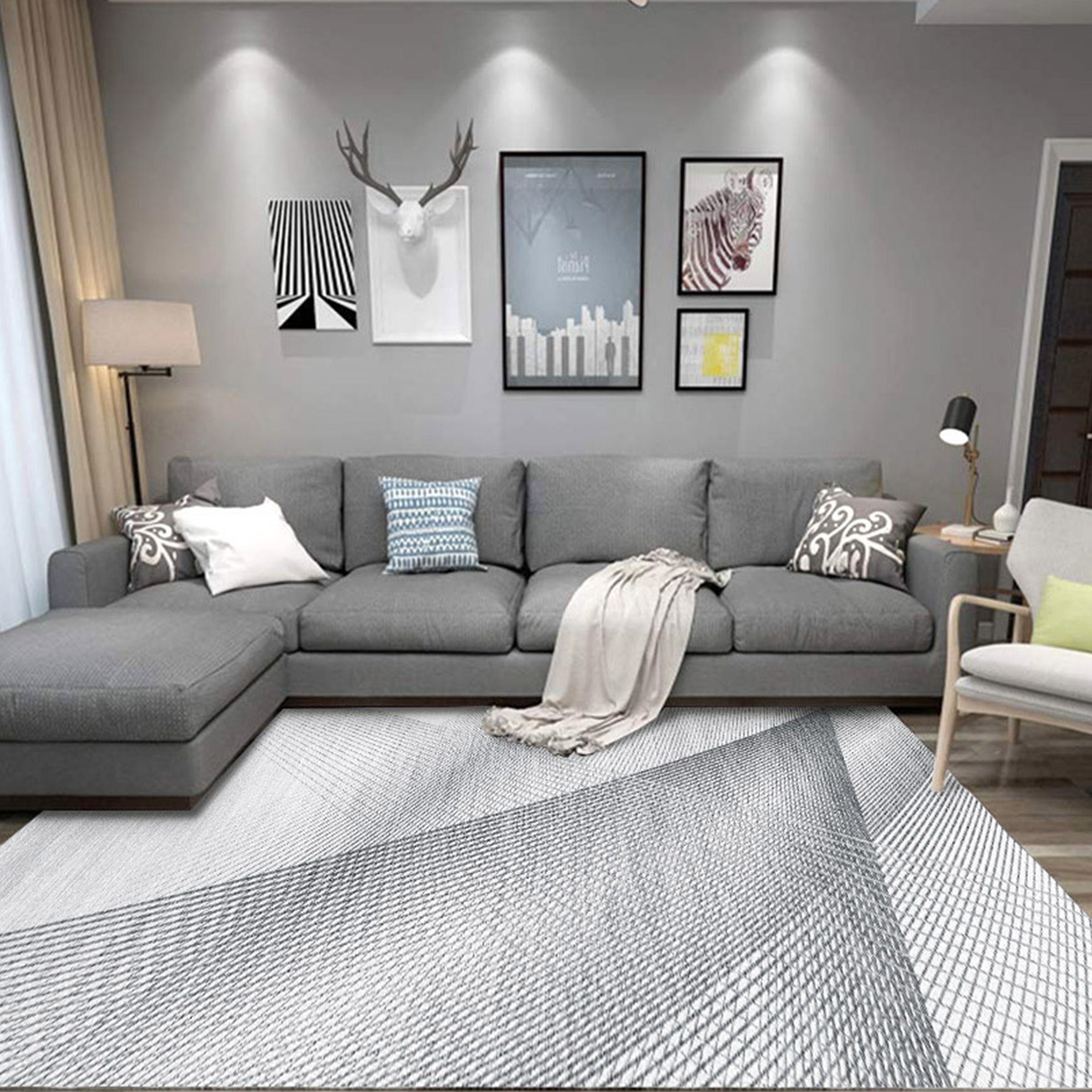 3D Gray Stripe WG300 Non Slip Rug Mat Mat AJ Creativity Home