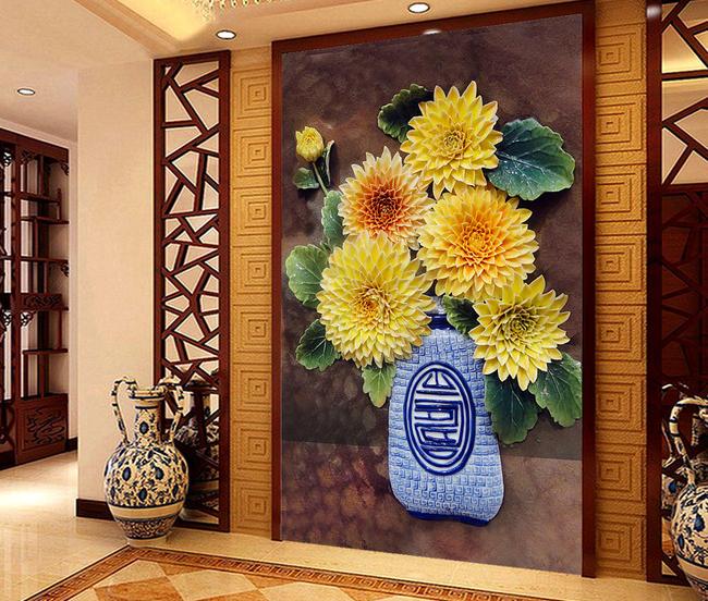 3D Sunflower 481 Wall Murals Wallpaper AJ Wallpaper 2
