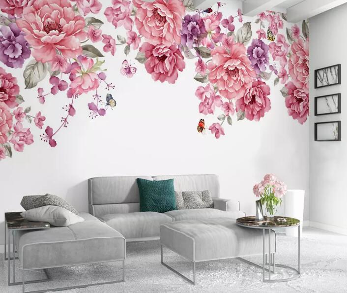 3D Pink Flowers 203 Wall Murals Wallpaper AJ Wallpaper 2
