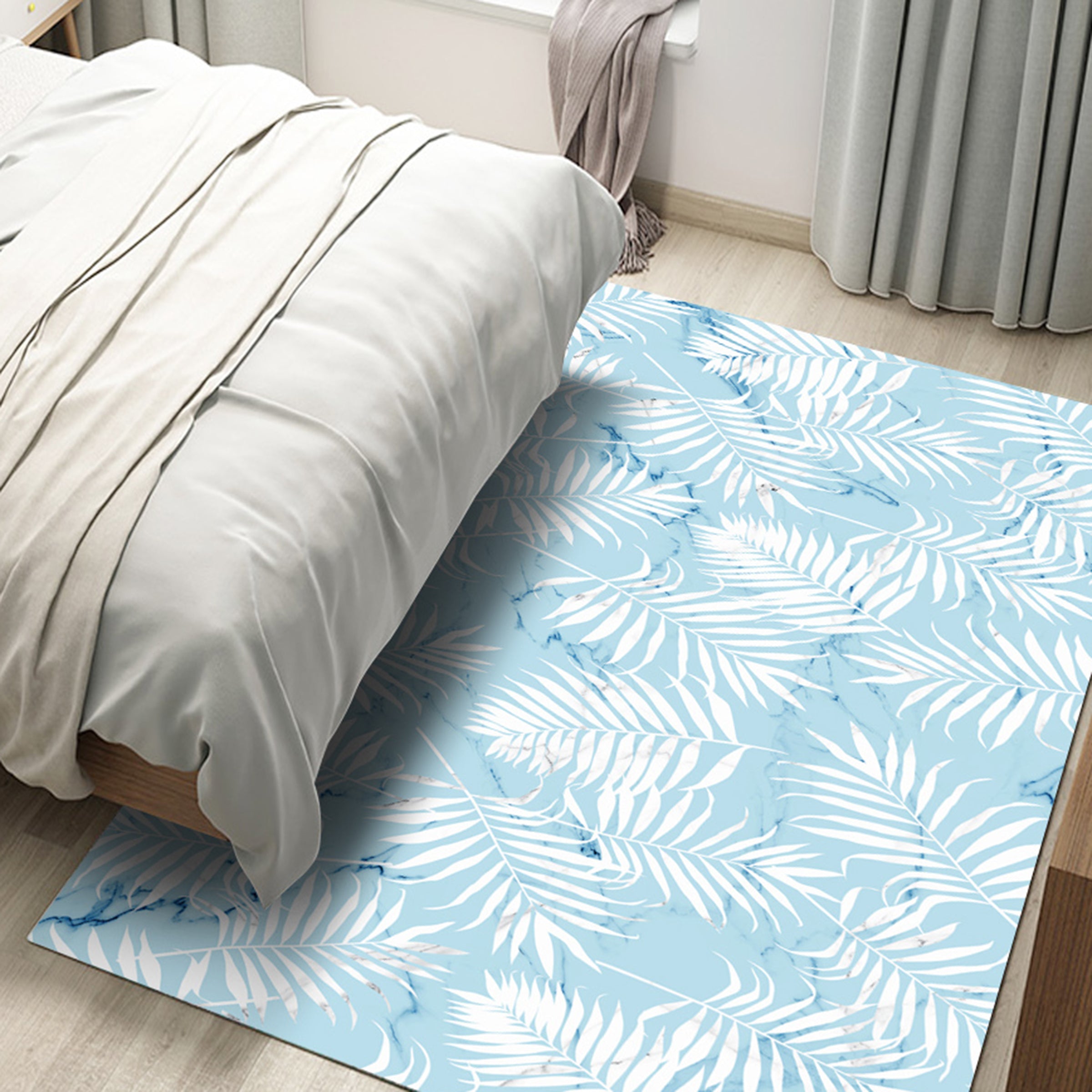 3D White Leaves WG250 Non Slip Rug Mat Mat AJ Creativity Home