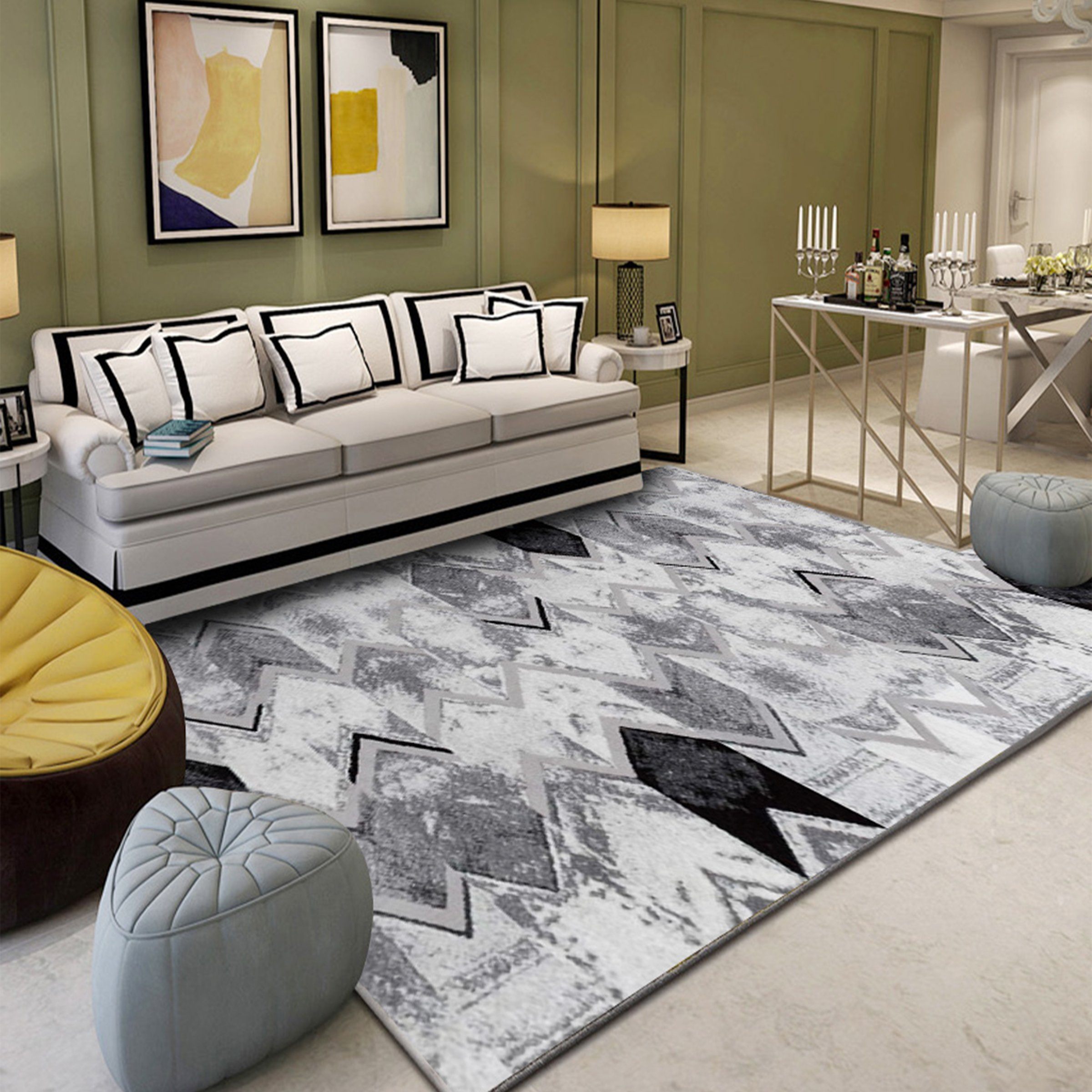 3D Black Geometry WG137 Non Slip Rug Mat Mat AJ Creativity Home