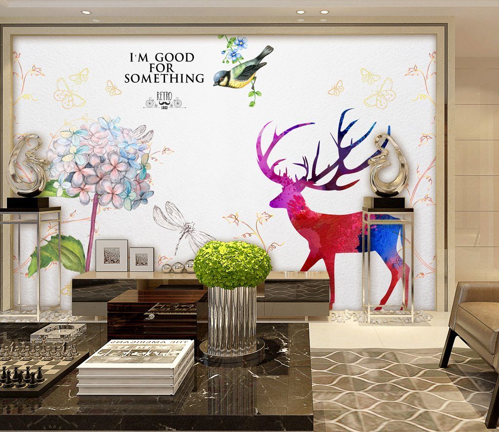 3D Fawn Flower 513 Wall Murals Wallpaper AJ Wallpaper 2