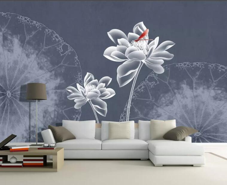 3D White Flowers 1202 Wall Murals Wallpaper AJ Wallpaper 2