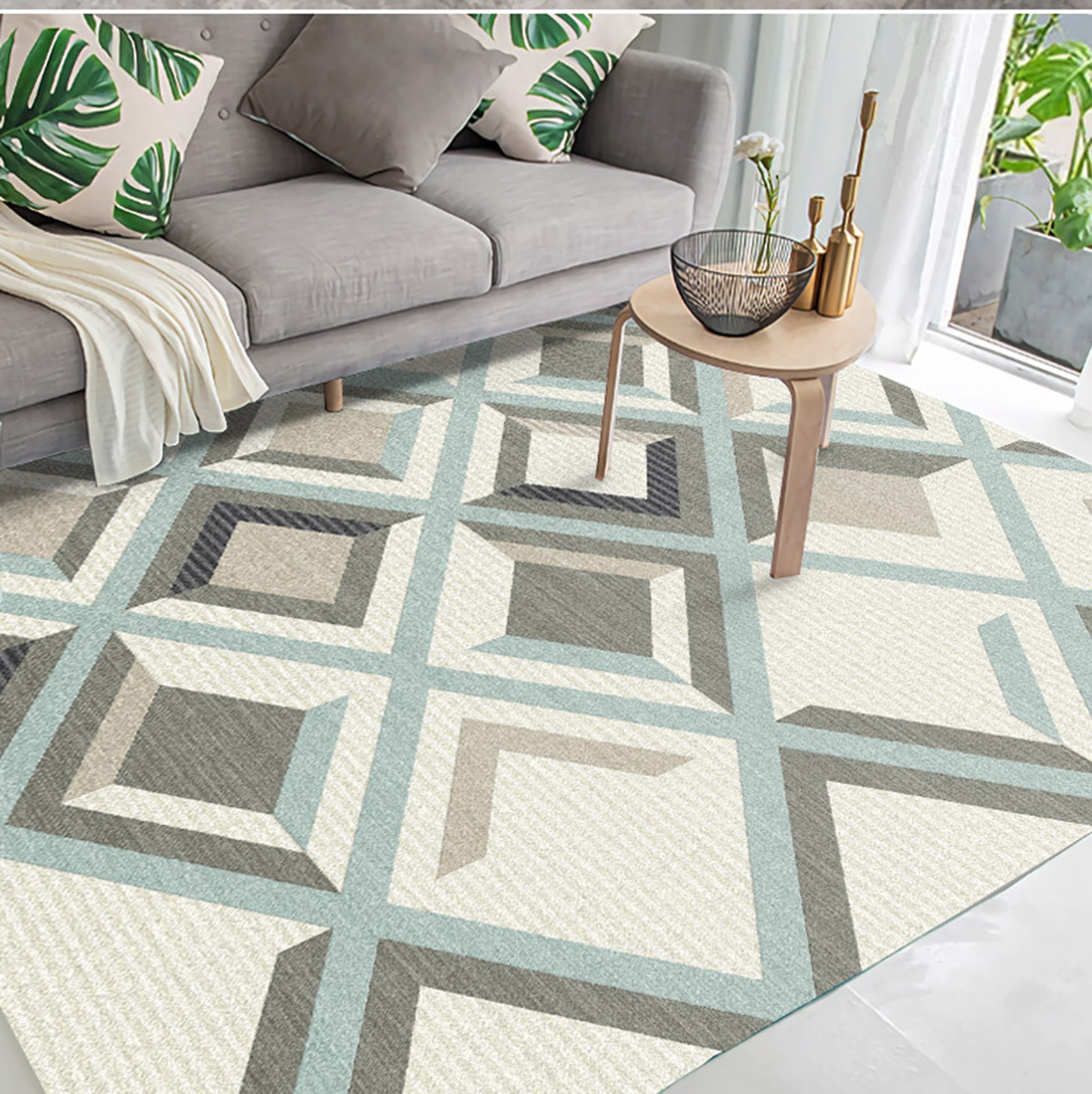 3D Colored Geometric Pattern WG321 Non Slip Rug Mat Mat AJ Creativity Home
