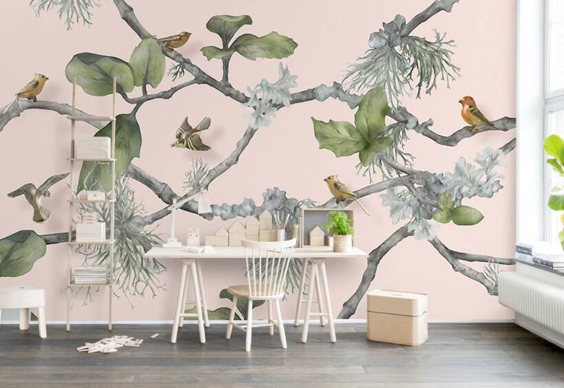 3D Branch Leaves 1297 Wall Murals Wallpaper AJ Wallpaper 2