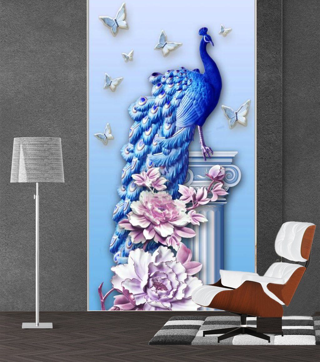3D Butterfly Peacock 498 Wall Murals Wallpaper AJ Wallpaper 2