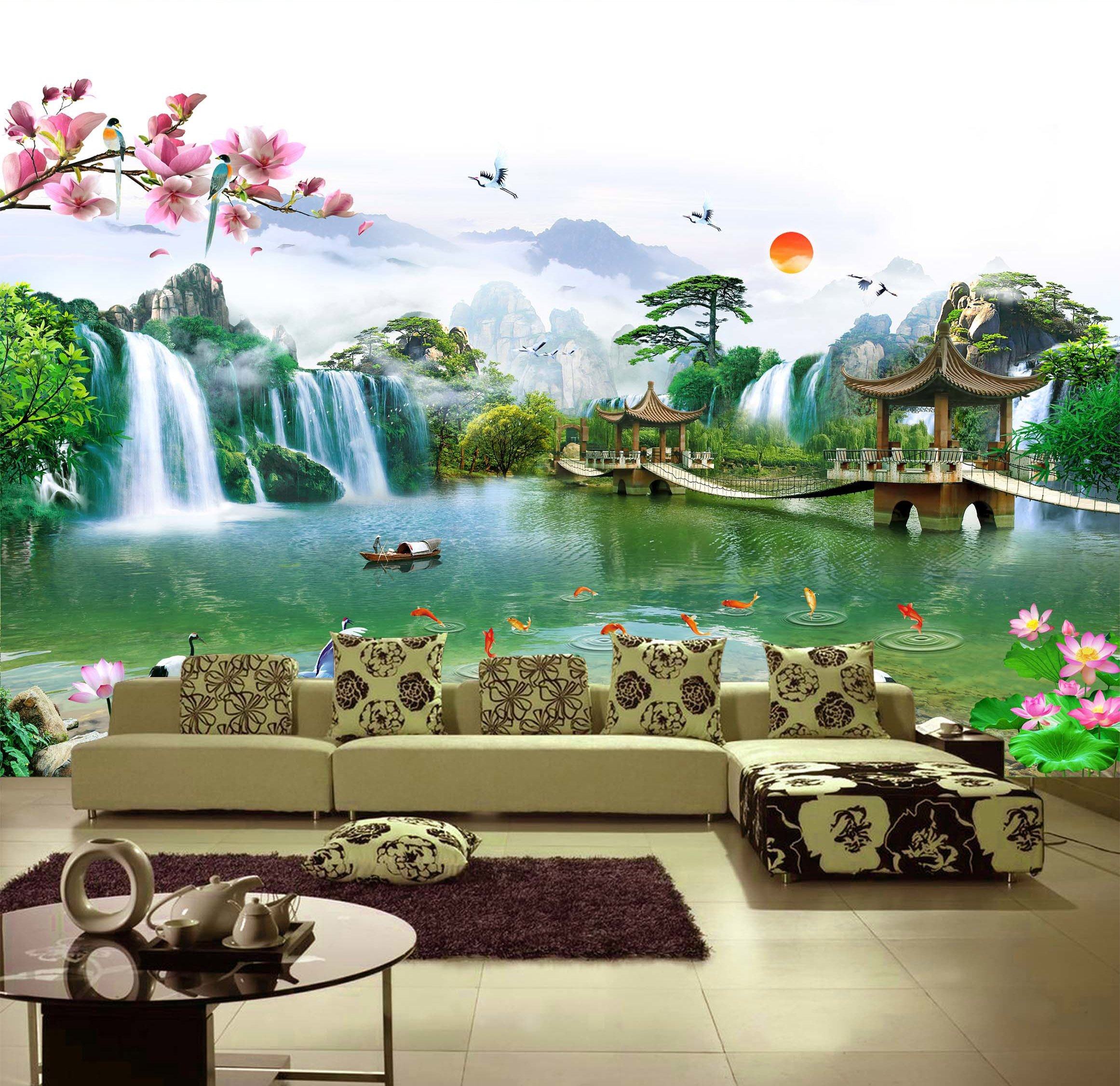 3D Pavilion Wooden Bridge 283 Wallpaper AJ Wallpaper