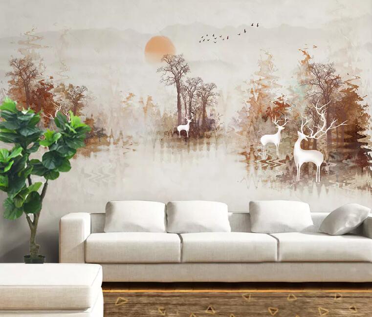 3D Forest Deer 274 Wall Murals Wallpaper AJ Wallpaper 2
