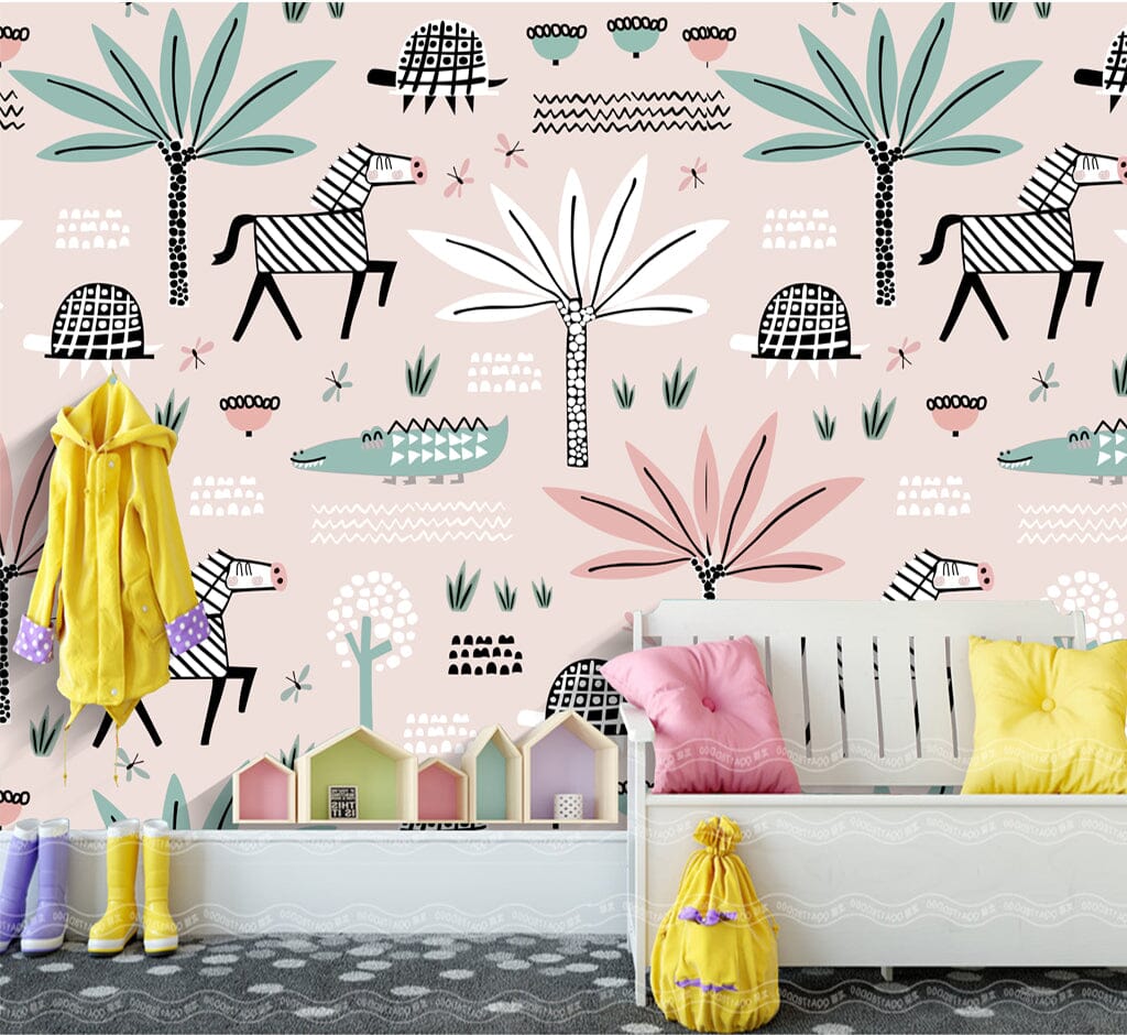 3D Zebra Tree WC011 Wall Murals Wallpaper AJ Wallpaper 2