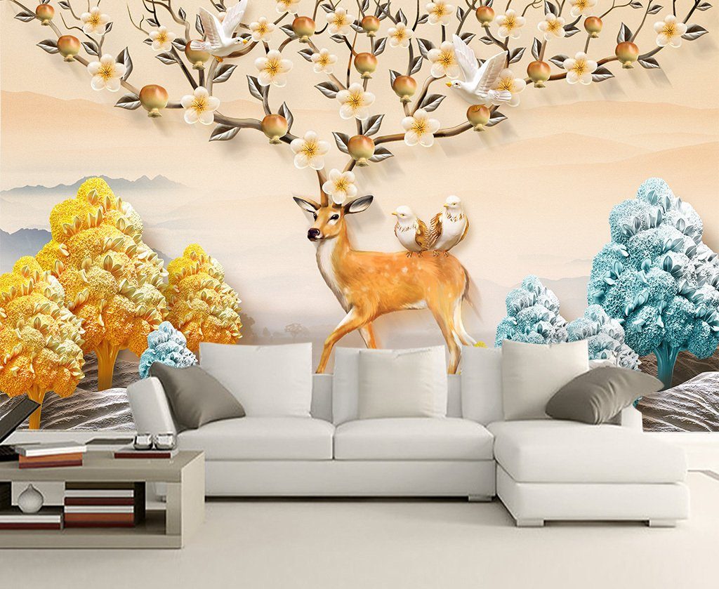3D Flying Bird Deer 60 Wall Murals Wallpaper AJ Wallpaper 2