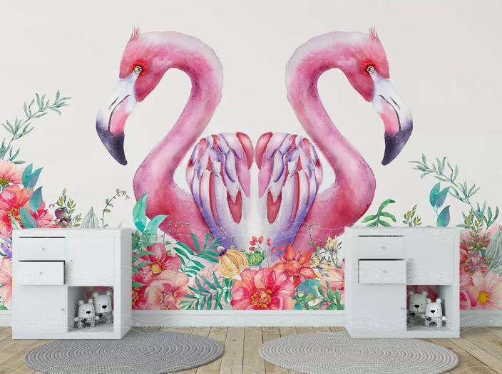 3D Pink Flamingo 1333 Wall Murals Wallpaper AJ Wallpaper 2