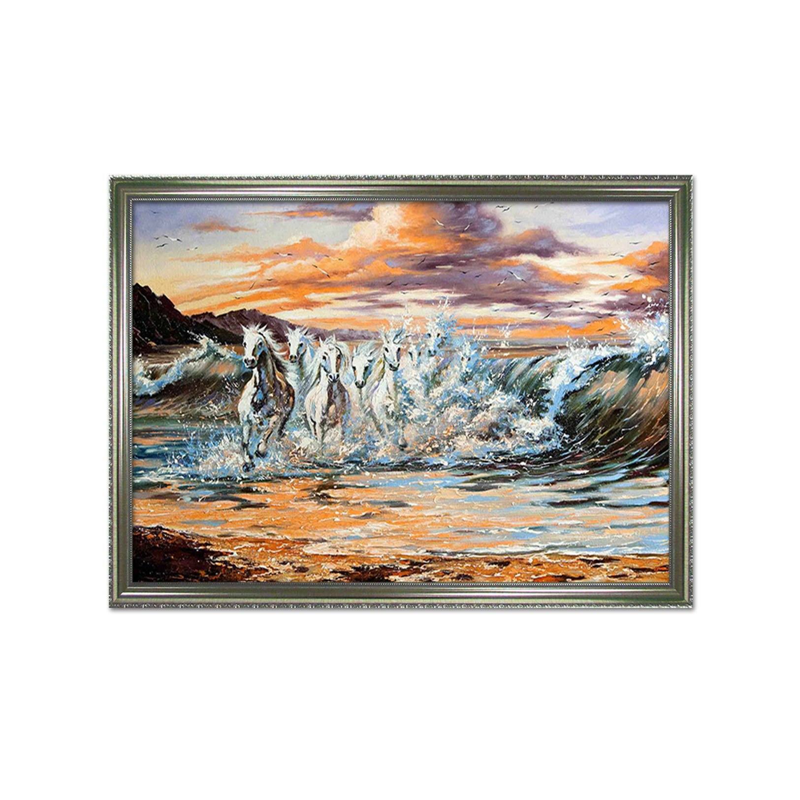 3D Running Horses 064 Fake Framed Print Painting Wallpaper AJ Creativity Home