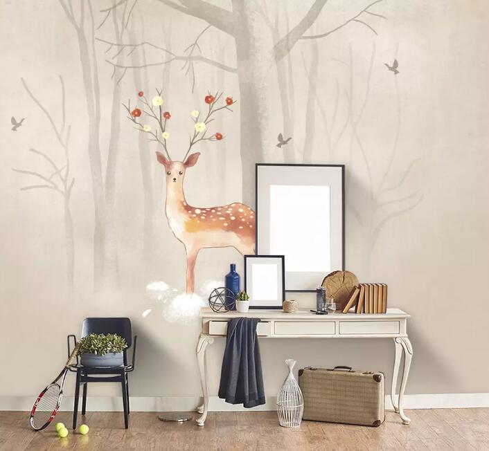 3D Deer Forest 233 Wall Murals Wallpaper AJ Wallpaper 2