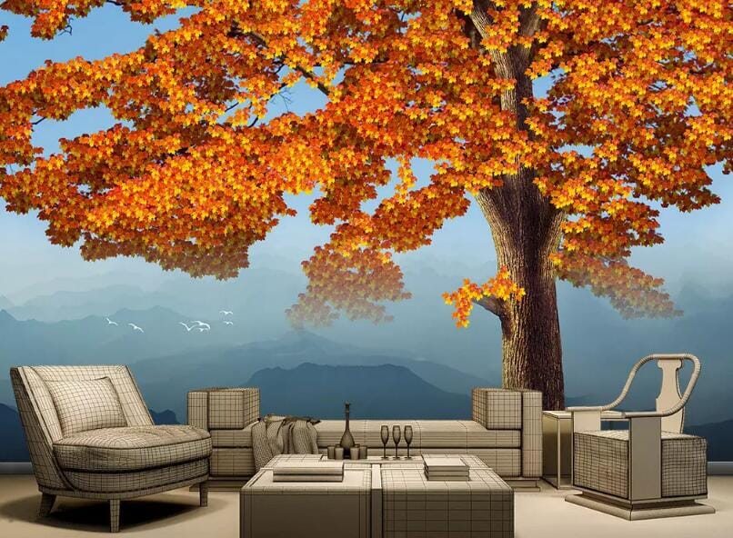 3D Yellow Leaves 1522 Wall Murals Wallpaper AJ Wallpaper 2
