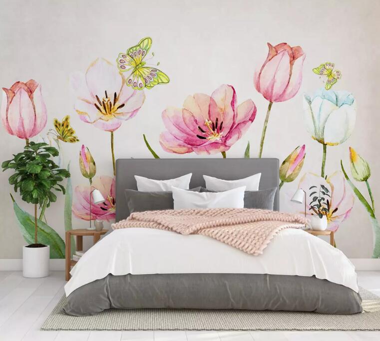 3D Flower Butterfly 1243 Wall Murals Wallpaper AJ Wallpaper 2